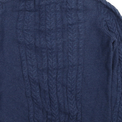 NEXT Girls Blue High Neck Cotton Pullover Jumper Size 11 Years Pullover