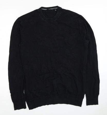 Very Mens Black Round Neck Cotton Pullover Jumper Size M