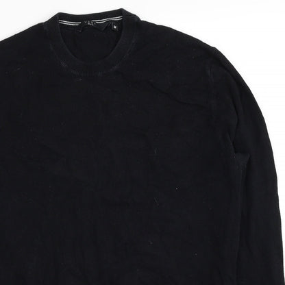 Very Mens Black Round Neck Cotton Pullover Jumper Size M