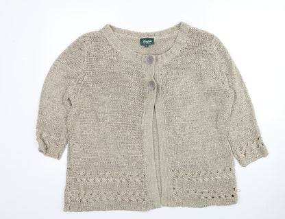 Kingfield Womens Beige Scoop Neck Acrylic Cardigan Jumper Size XL