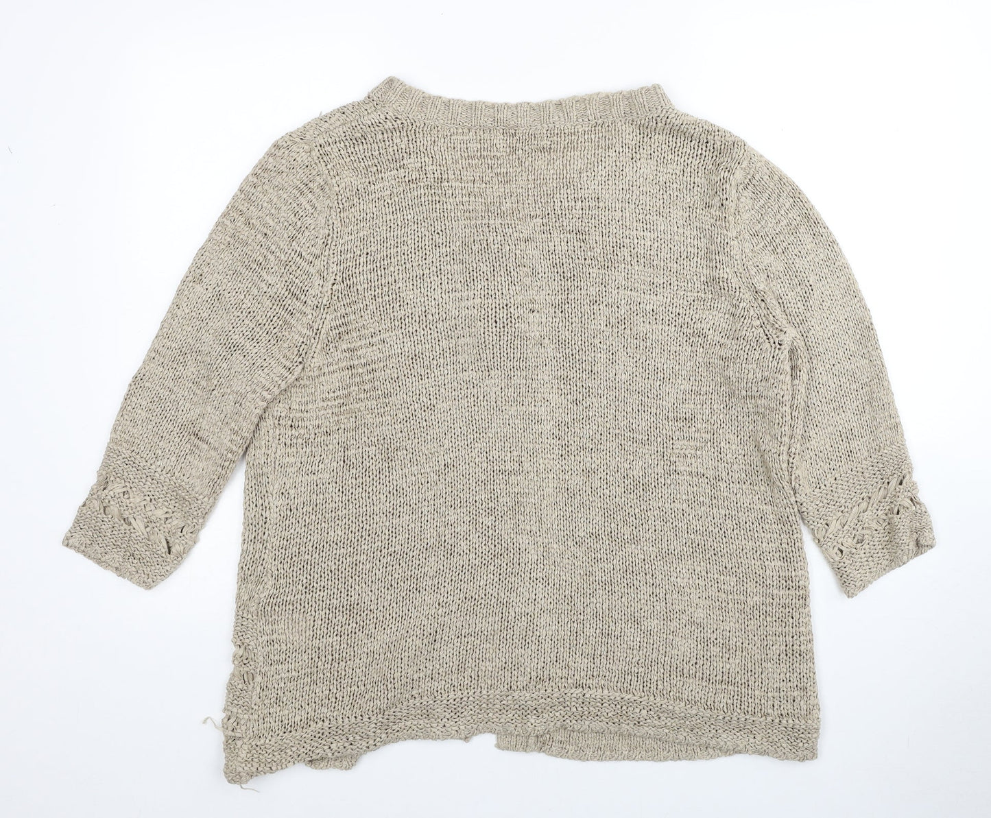 Kingfield Womens Beige Scoop Neck Acrylic Cardigan Jumper Size XL