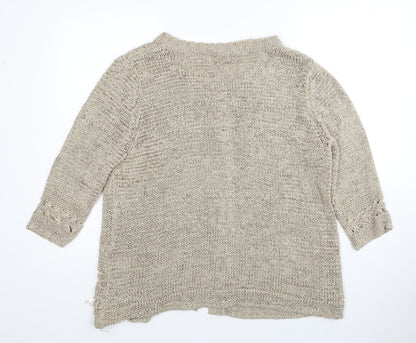 Kingfield Womens Beige Scoop Neck Acrylic Cardigan Jumper Size XL