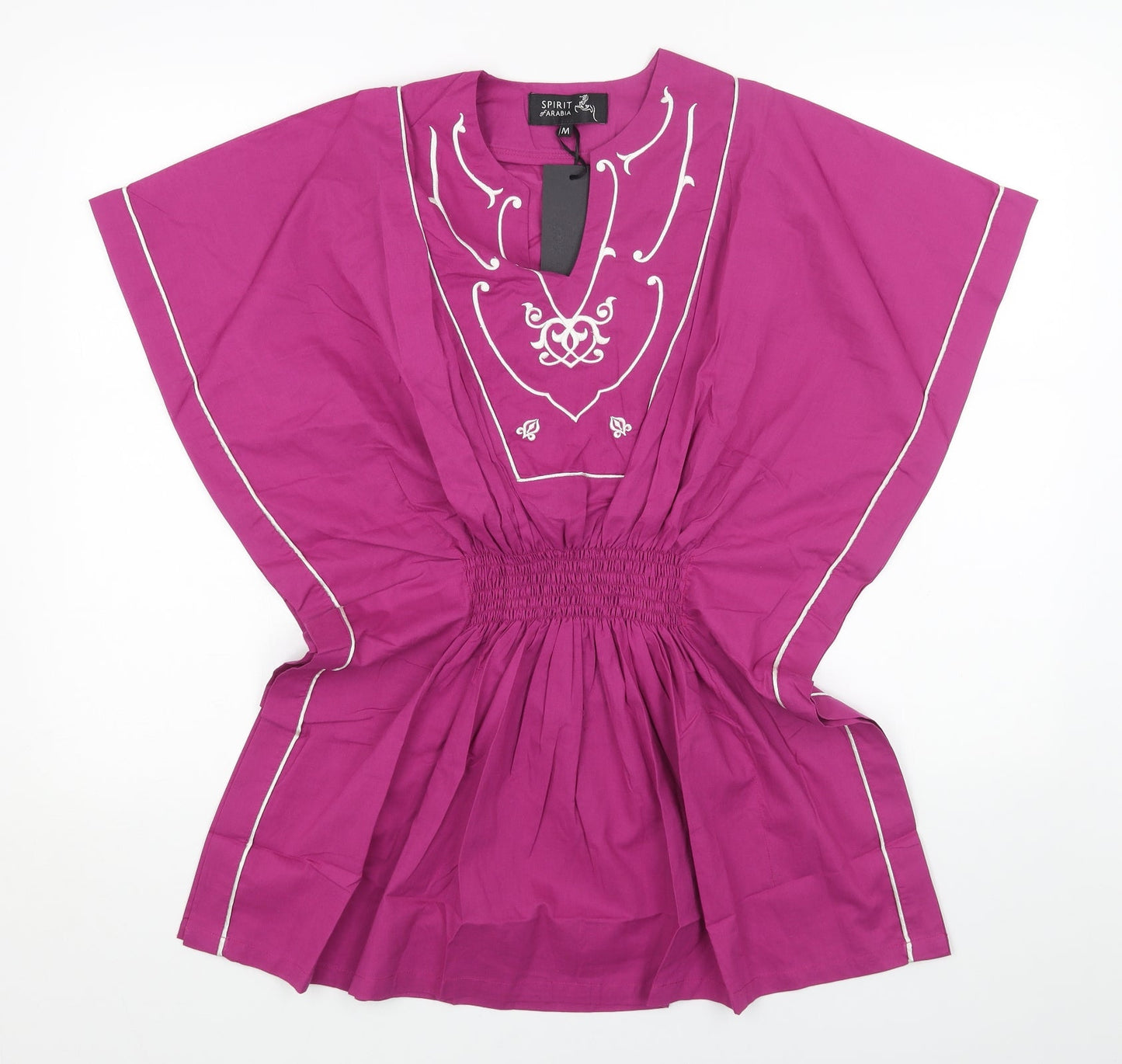 SPIRIT ARABIA Womens Pink Cotton Basic Blouse Size M Round Neck