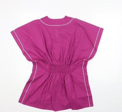 SPIRIT ARABIA Womens Pink Cotton Basic Blouse Size M Round Neck
