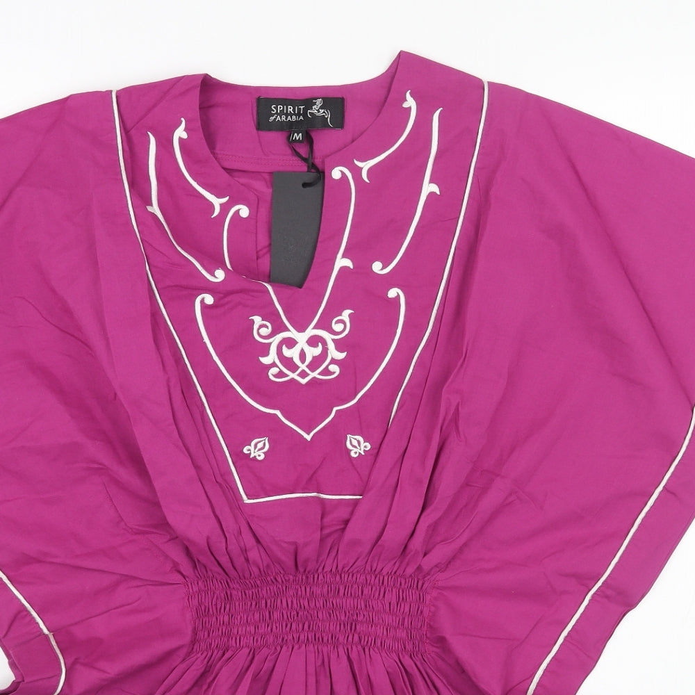 SPIRIT ARABIA Womens Pink Cotton Basic Blouse Size M Round Neck