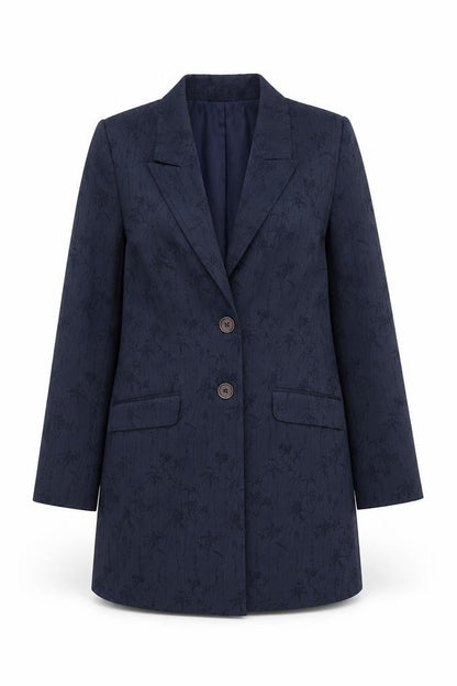 DP Womens Blue Geometric Pea Coat Coat Size 8 Button