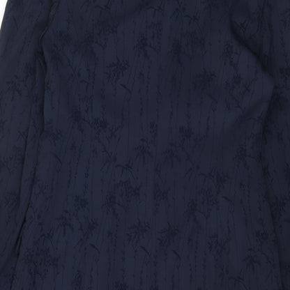 DP Womens Blue Geometric Pea Coat Coat Size 8 Button