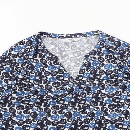 Womens UK Size M Isle Blue Basic T-Shirt