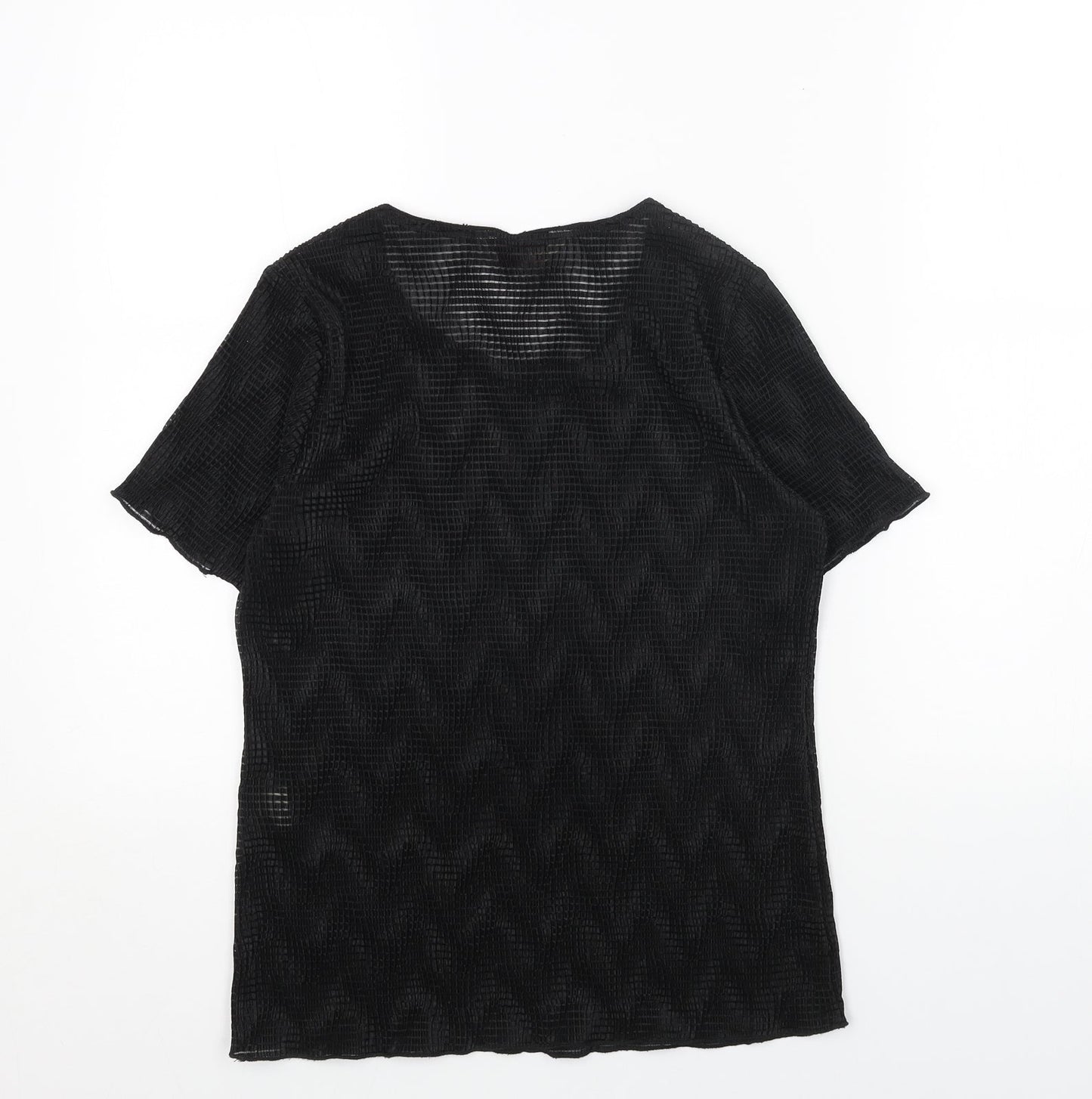 Bonmarché Womens Black Polyester Basic T-Shirt Size 14 Round Neck