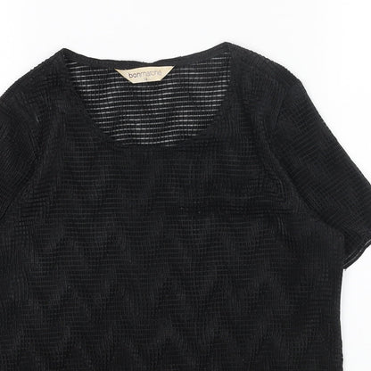 Bonmarché Womens Black Polyester Basic T-Shirt Size 14 Round Neck