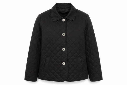 Y.B.C Womens Black Quilted Jacket Size M Zip