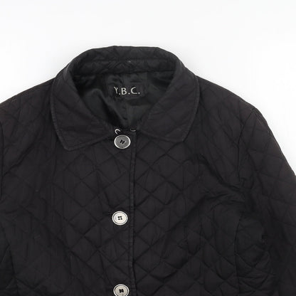 Y.B.C Womens Black Quilted Jacket Size M Zip