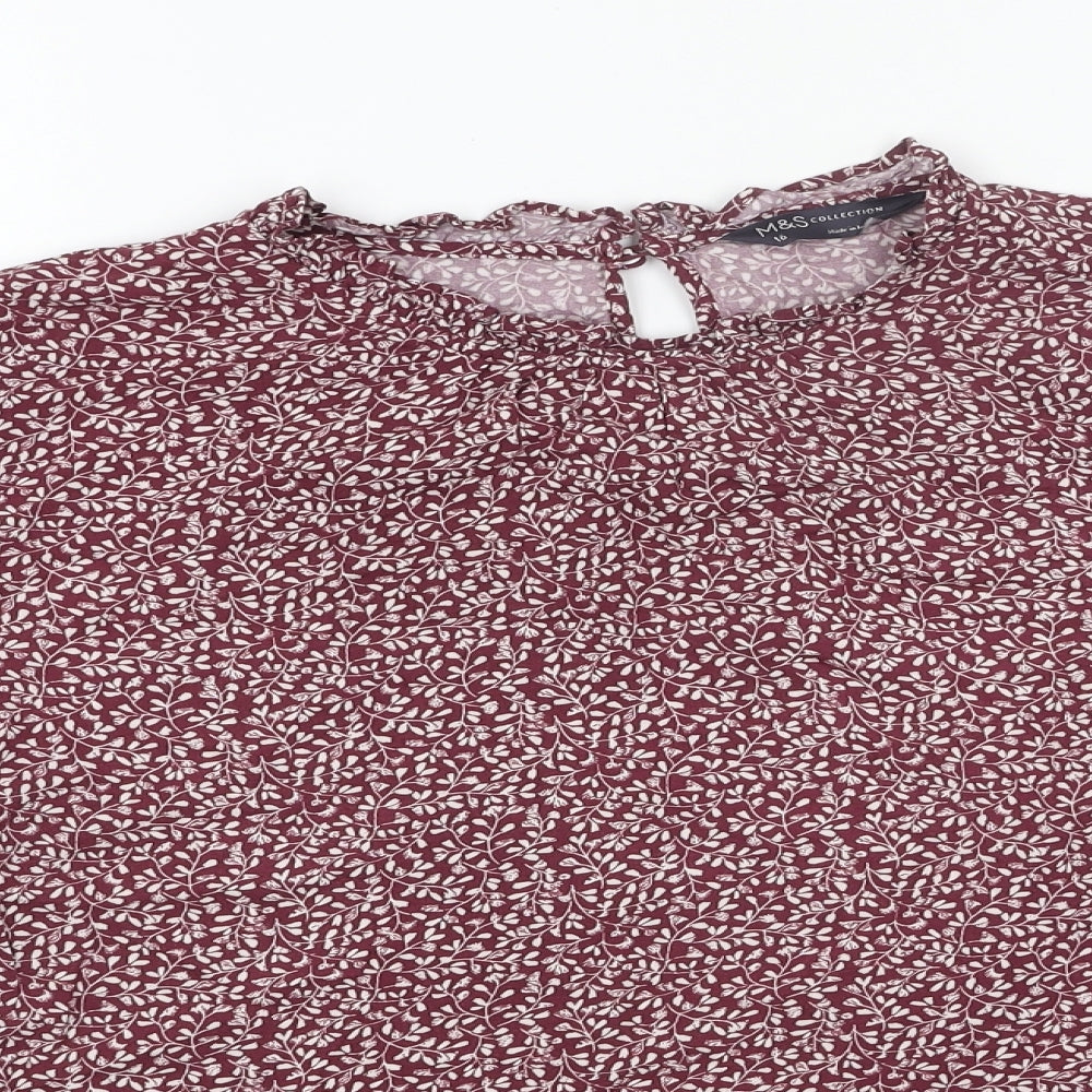 Womens UK Size 16 Marks and Spencer Red Basic Blouse