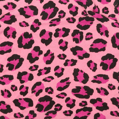Marks and Spencer Womens Pink Scoop Neck Animal Print Acrylic Pullover Jumper Size 6 - Leopard Print