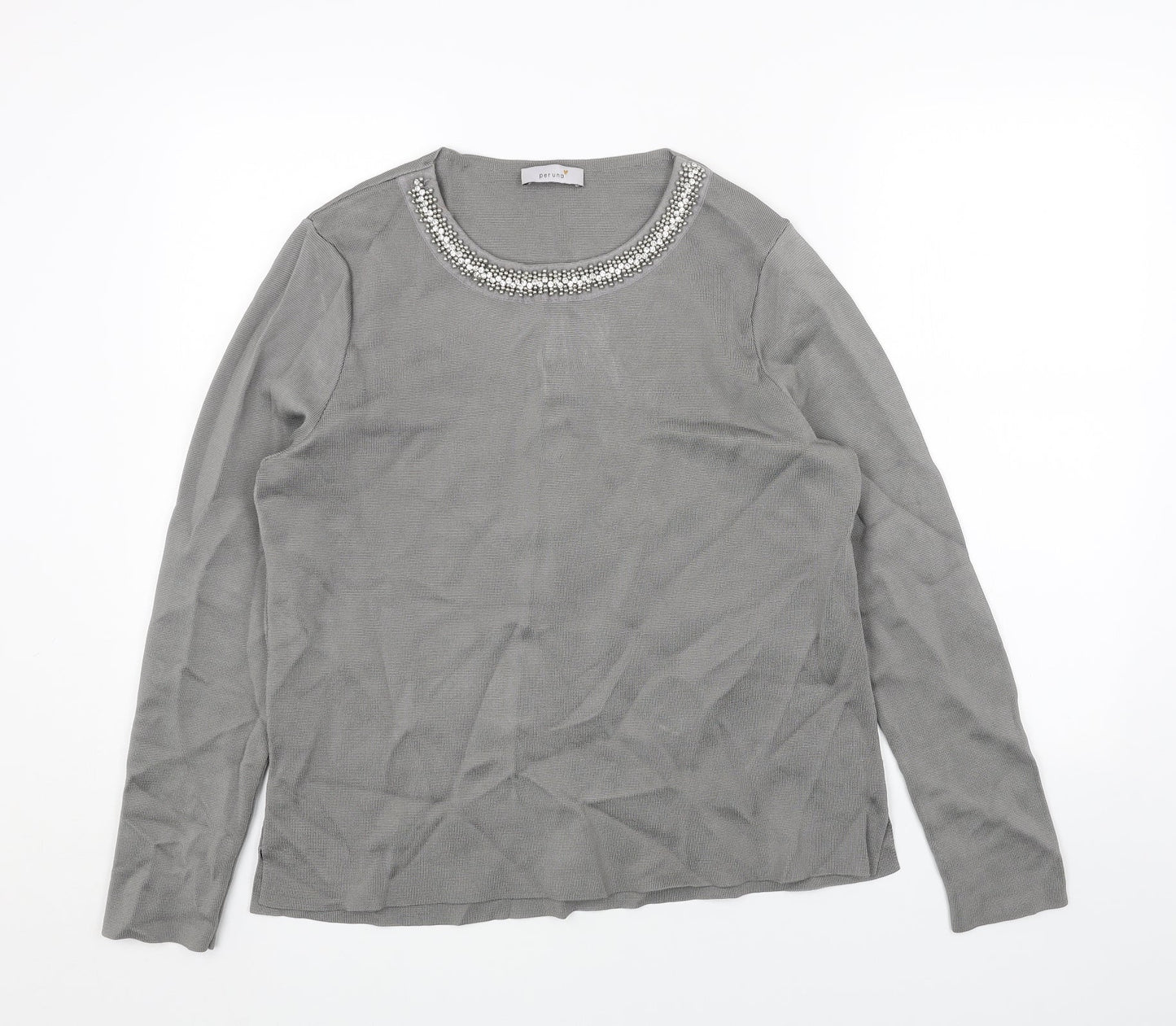 Womens UK Size 14 Per Una Grey Basic T-Shirt