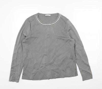 Womens UK Size 14 Per Una Grey Basic T-Shirt