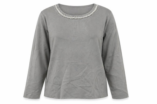 Womens UK Size 14 Per Una Grey Basic T-Shirt