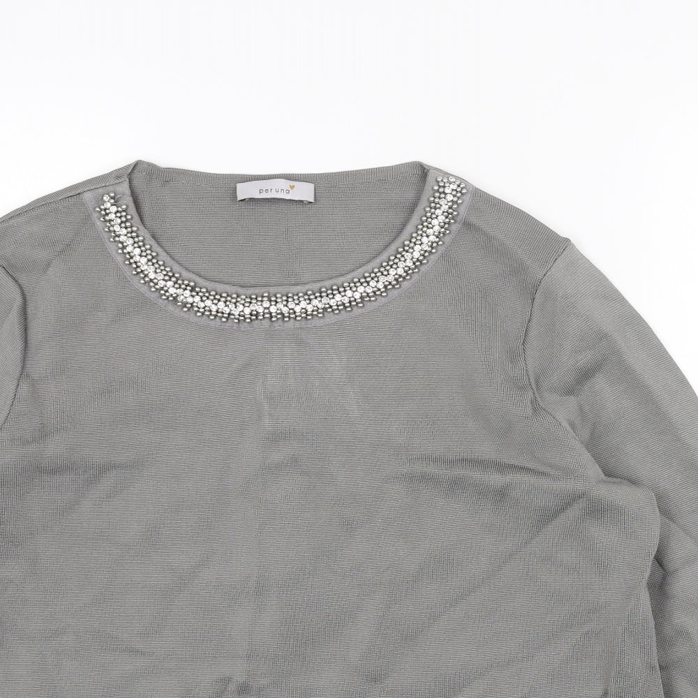 Womens UK Size 14 Per Una Grey Basic T-Shirt