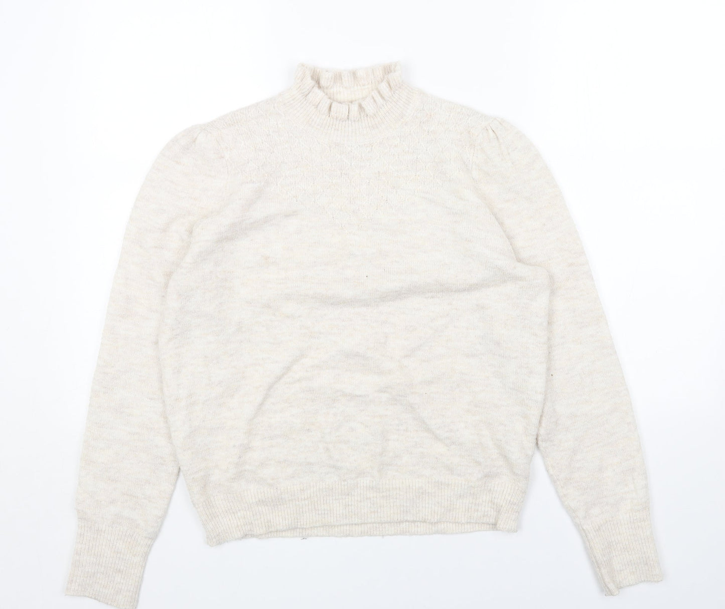 albray Womens Beige Mock Neck Acrylic Pullover Jumper Size 10