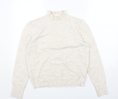 albray Womens Beige Mock Neck Acrylic Pullover Jumper Size 10