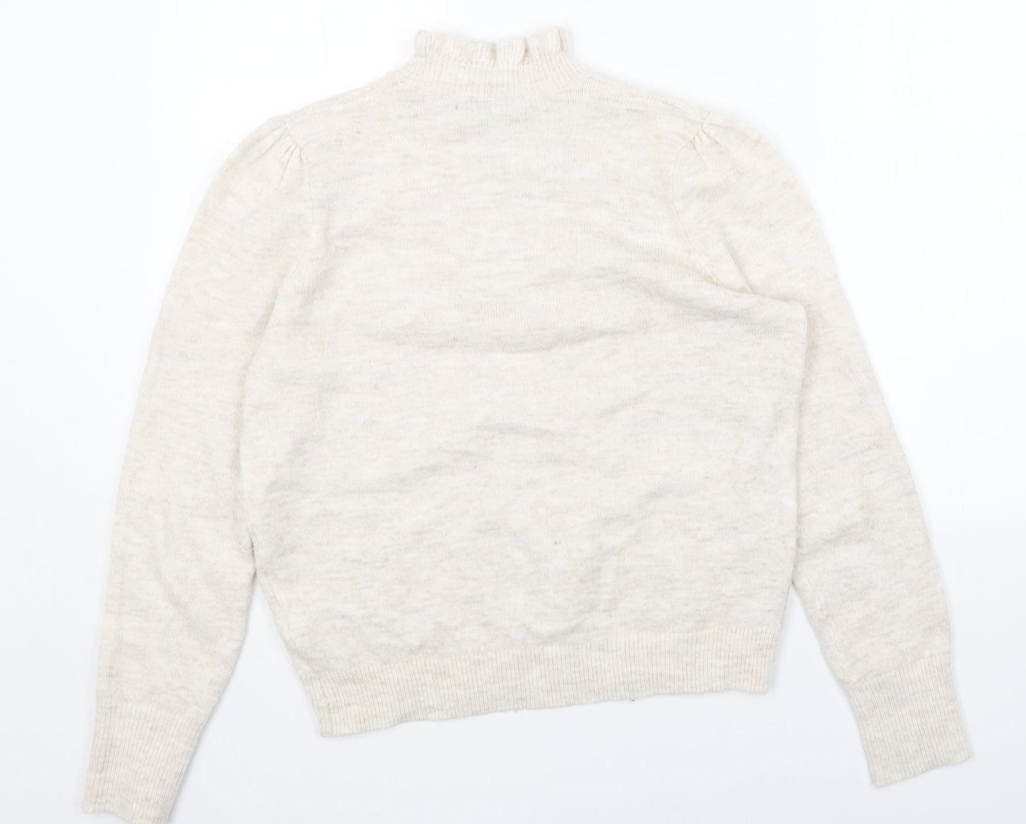 albray Womens Beige Mock Neck Acrylic Pullover Jumper Size 10
