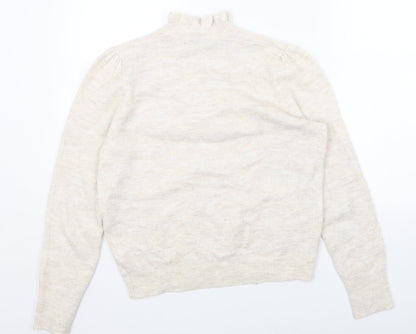 albray Womens Beige Mock Neck Acrylic Pullover Jumper Size 10