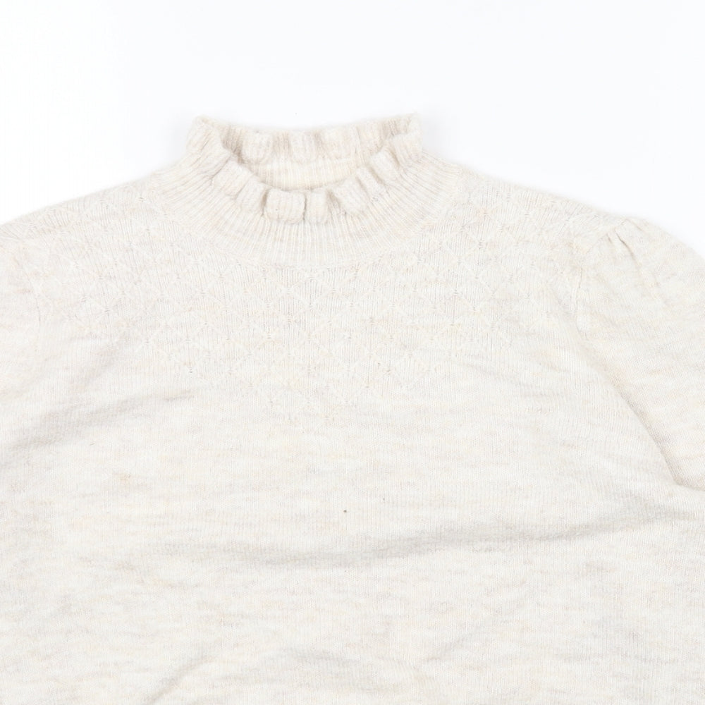 albray Womens Beige Mock Neck Acrylic Pullover Jumper Size 10
