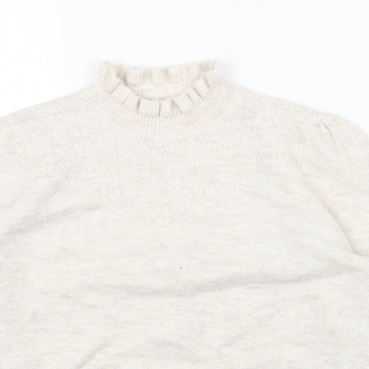 albray Womens Beige Mock Neck Acrylic Pullover Jumper Size 10
