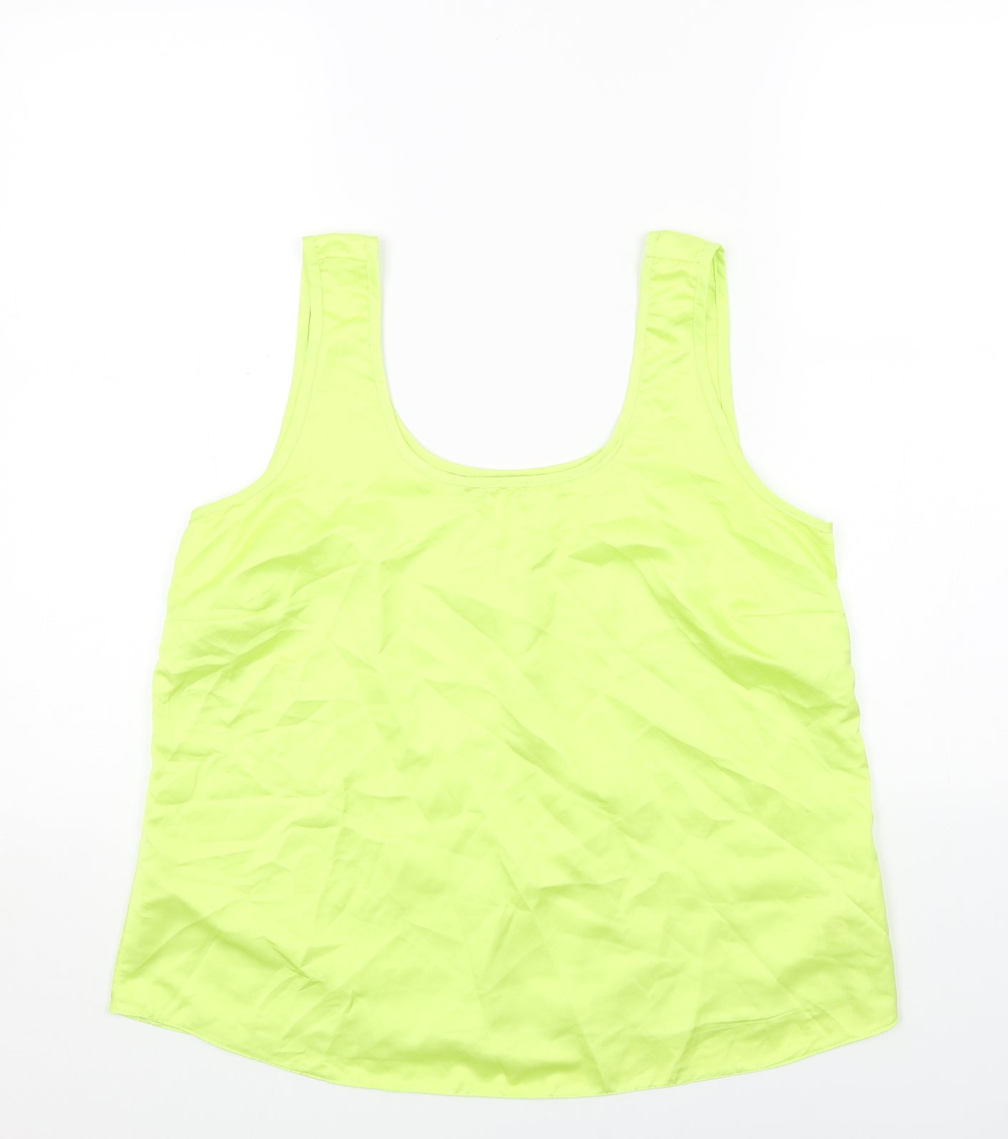 George Womens Yellow Polyester Basic Tank Size 12 Round Neck