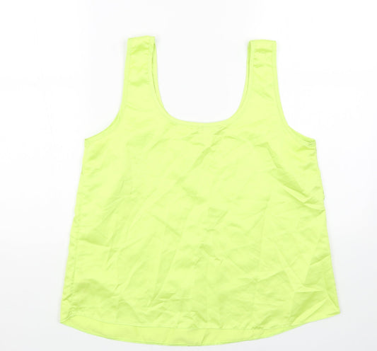 George Womens Yellow Polyester Basic Tank Size 12 Round Neck