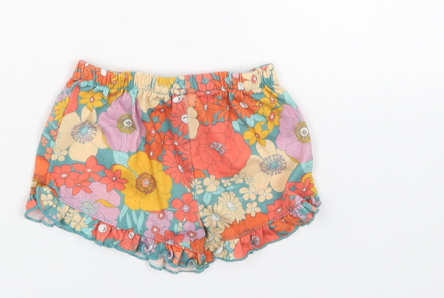 Preworn Girls Multicoloured Floral Cotton Hot Pants Shorts Size 2XS Regular