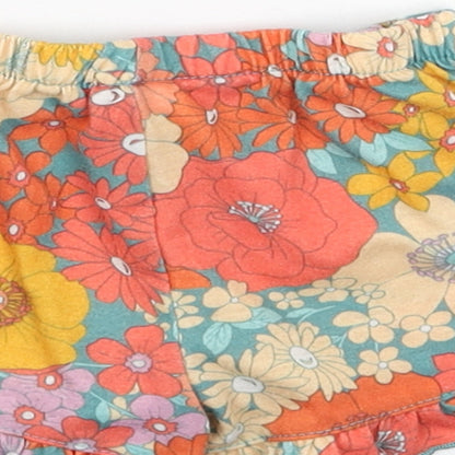 Preworn Girls Multicoloured Floral Cotton Hot Pants Shorts Size 2XS Regular