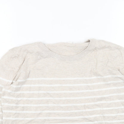 Gap Womens Beige Round Neck Striped Acrylic Pullover Jumper Size S