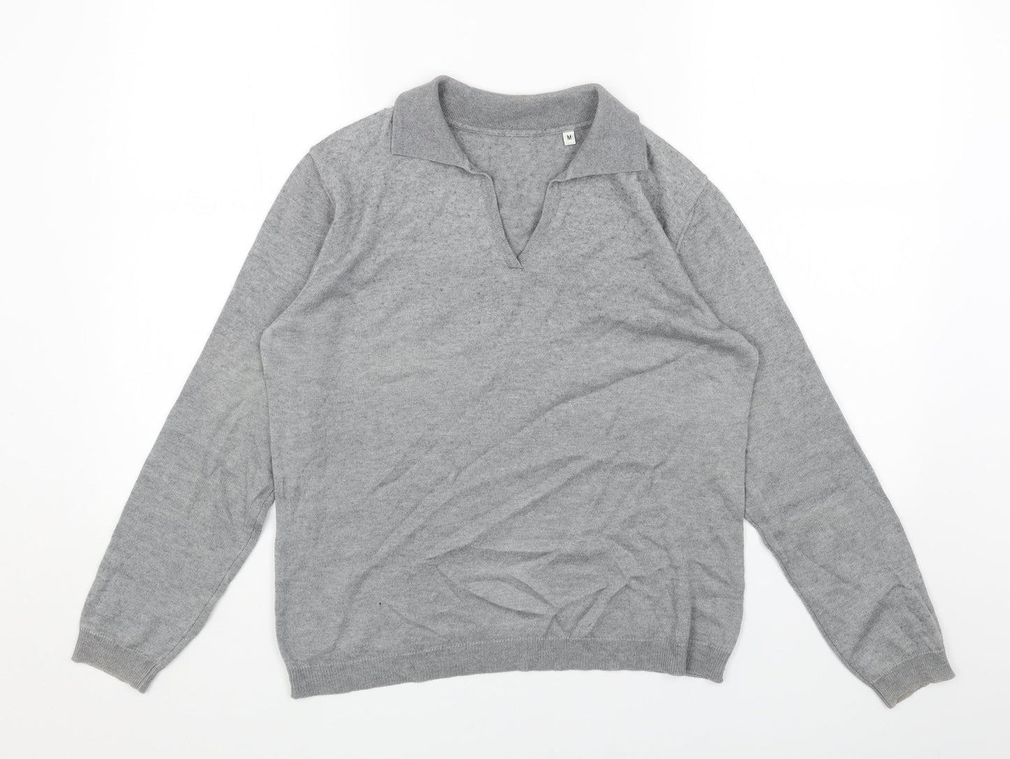 Preworn Mens Grey Cotton Polo Size M Collared Pullover