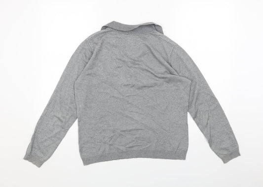 Preworn Mens Grey Cotton Polo Size M Collared Pullover