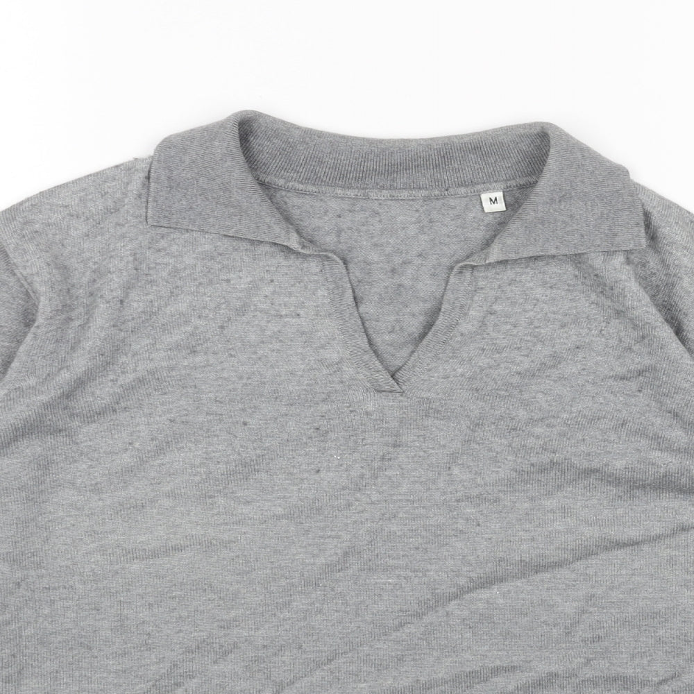 Preworn Mens Grey Cotton Polo Size M Collared Pullover
