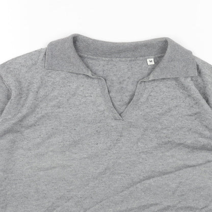 Preworn Mens Grey Cotton Polo Size M Collared Pullover