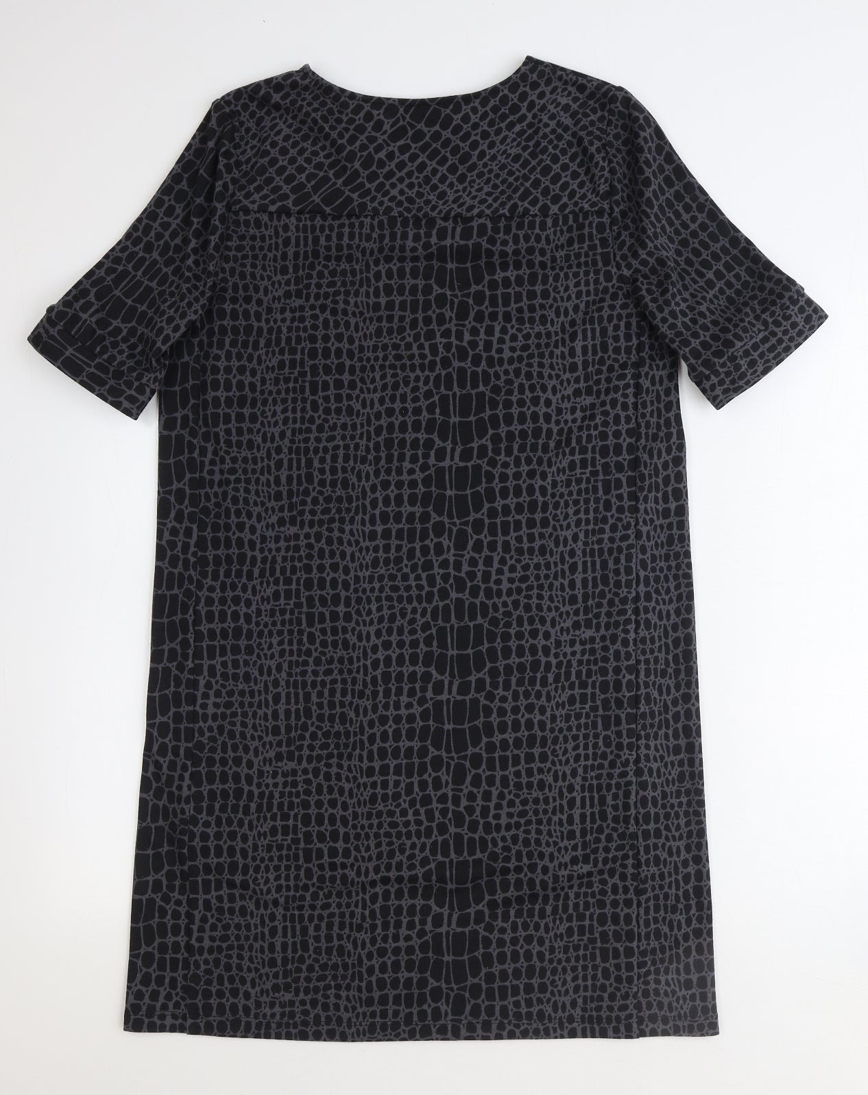 George Womens Black Animal Print Polyester A-Line Size 8 Round Neck Pullover - Crocodile Print