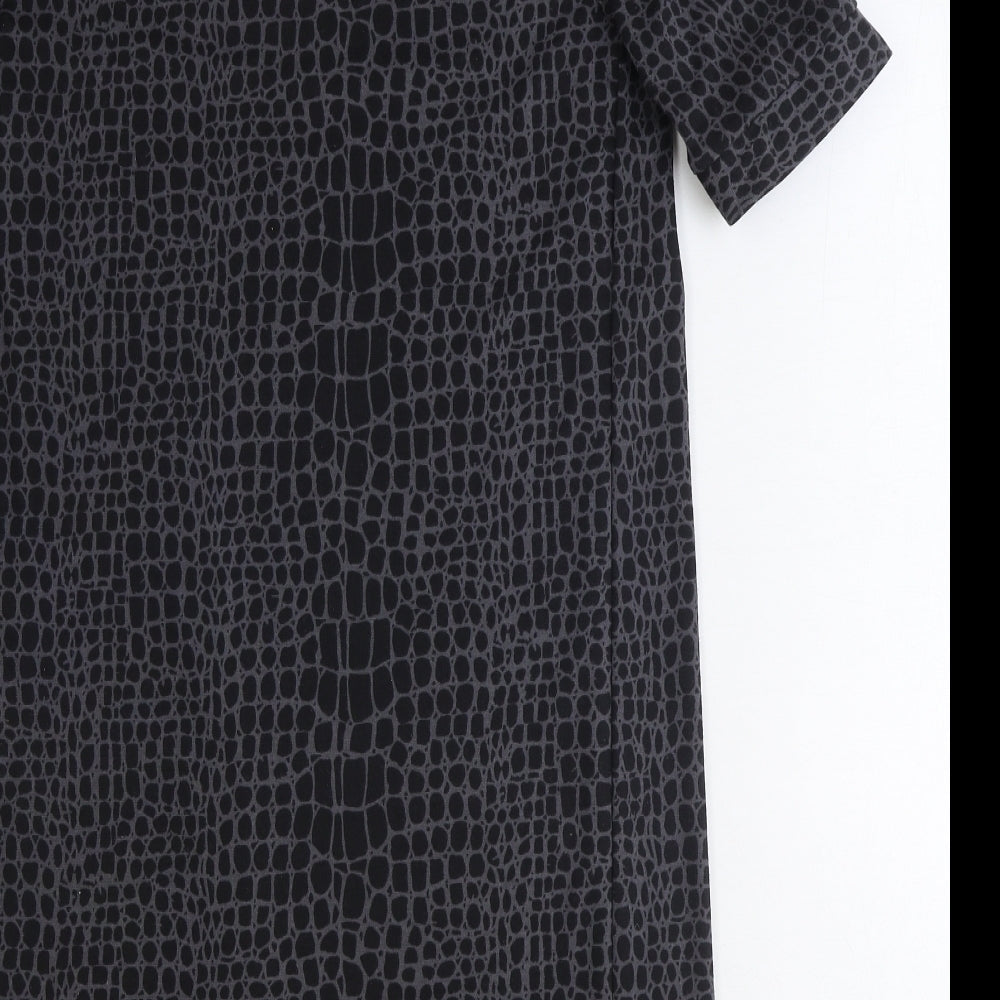 George Womens Black Animal Print Polyester A-Line Size 8 Round Neck Pullover - Crocodile Print