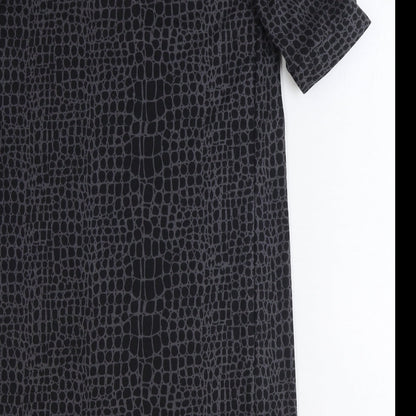 George Womens Black Animal Print Polyester A-Line Size 8 Round Neck Pullover - Crocodile Print