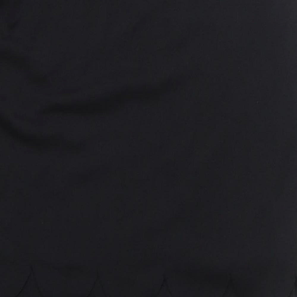 Boohoo Womens Black Polyester Mini Size 10 Boat Neck Pullover - Scallop Hem