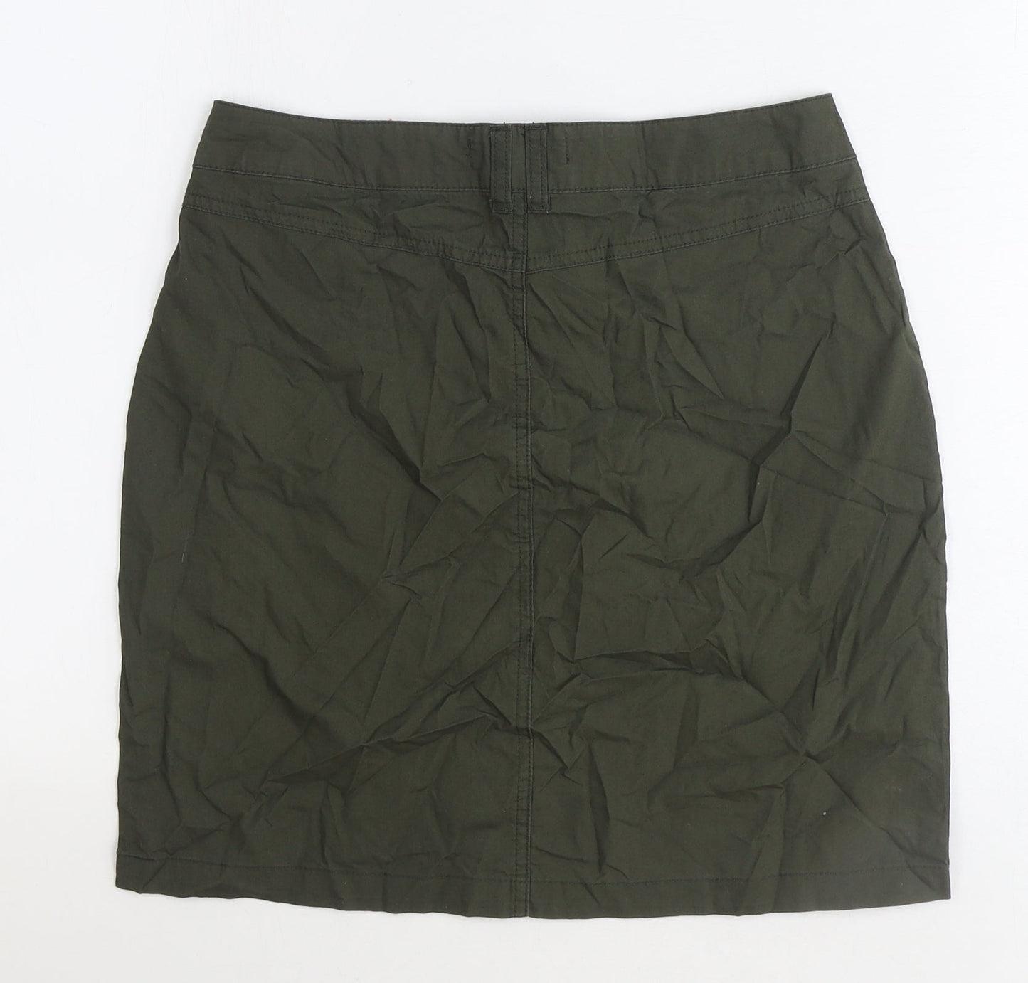 Dorothy Perkins Womens Green Cotton Straight & Pencil Skirt Size 8 Zip