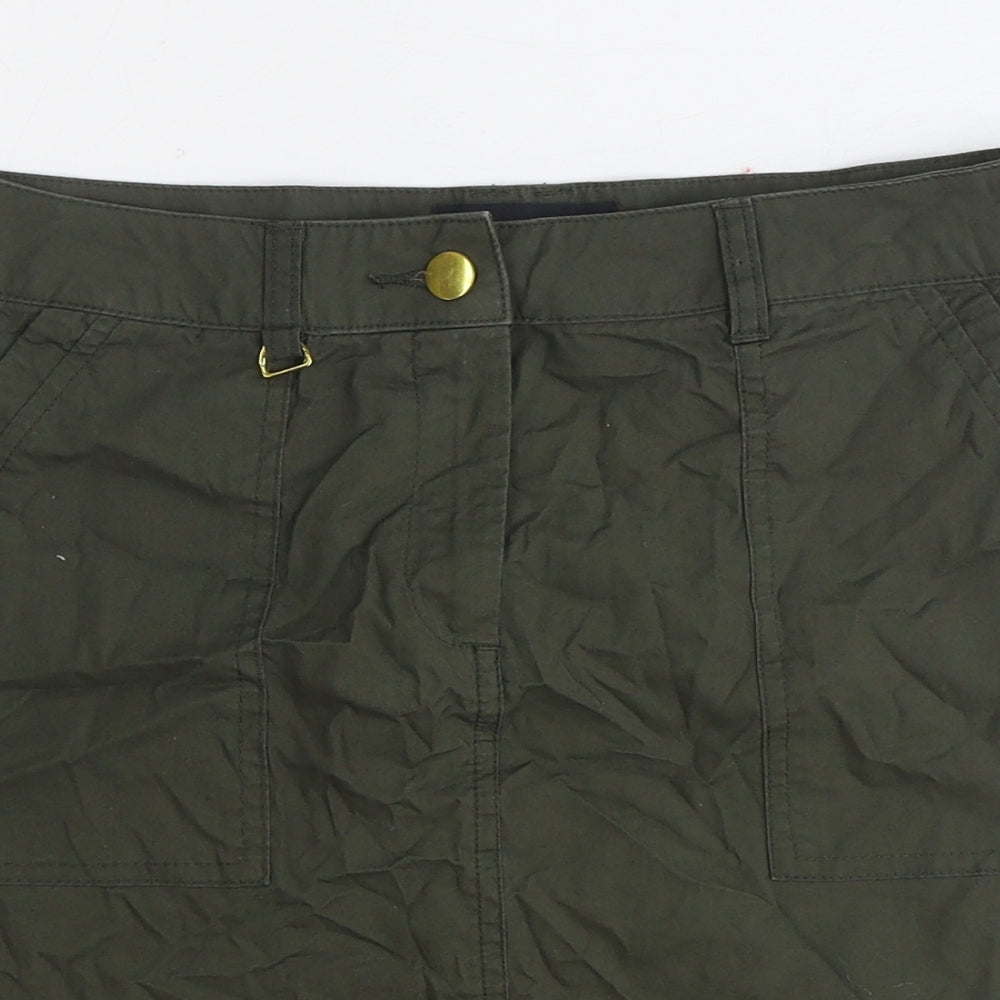 Dorothy Perkins Womens Green Cotton Straight & Pencil Skirt Size 8 Zip