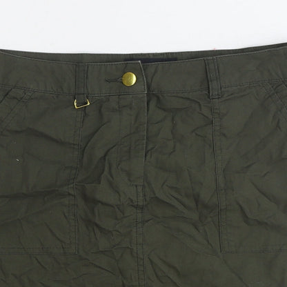 Dorothy Perkins Womens Green Cotton Straight & Pencil Skirt Size 8 Zip
