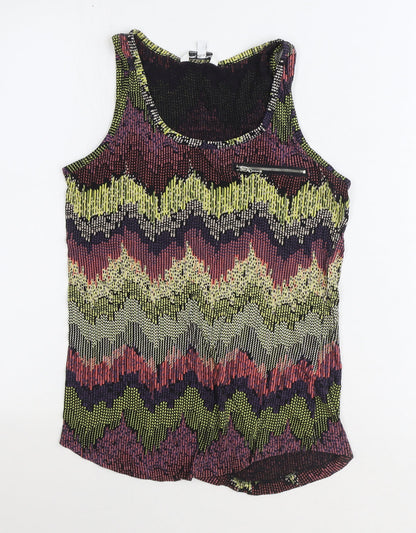 Womens UK Size 8 New Look Multicoloured Basic Tank