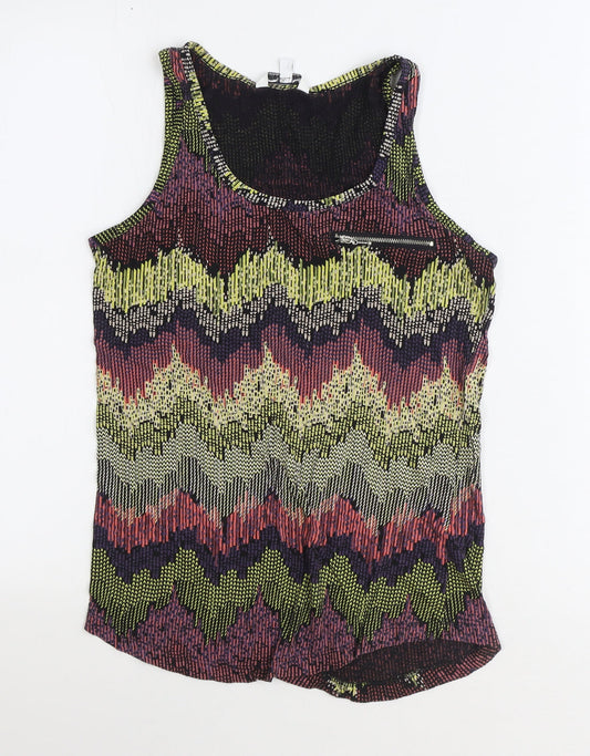 Womens UK Size 8 New Look Multicoloured Basic Tank