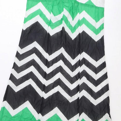 Monsoon Womens Green Geometric 100% Cotton Maxi Size 10 Off the Shoulder Zip