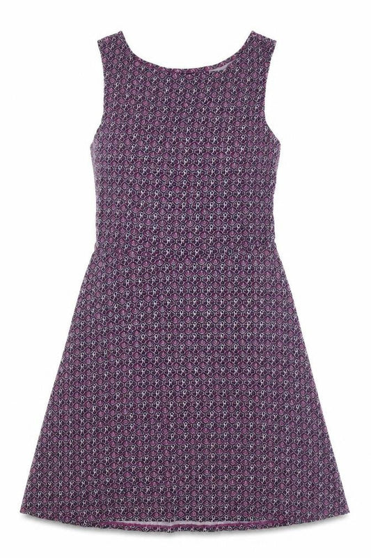 NEXT Womens Purple Geometric Viscose Fit & Flare Size 10 Round Neck Pullover