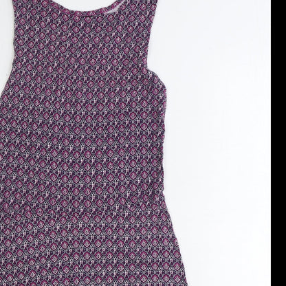 NEXT Womens Purple Geometric Viscose Fit & Flare Size 10 Round Neck Pullover