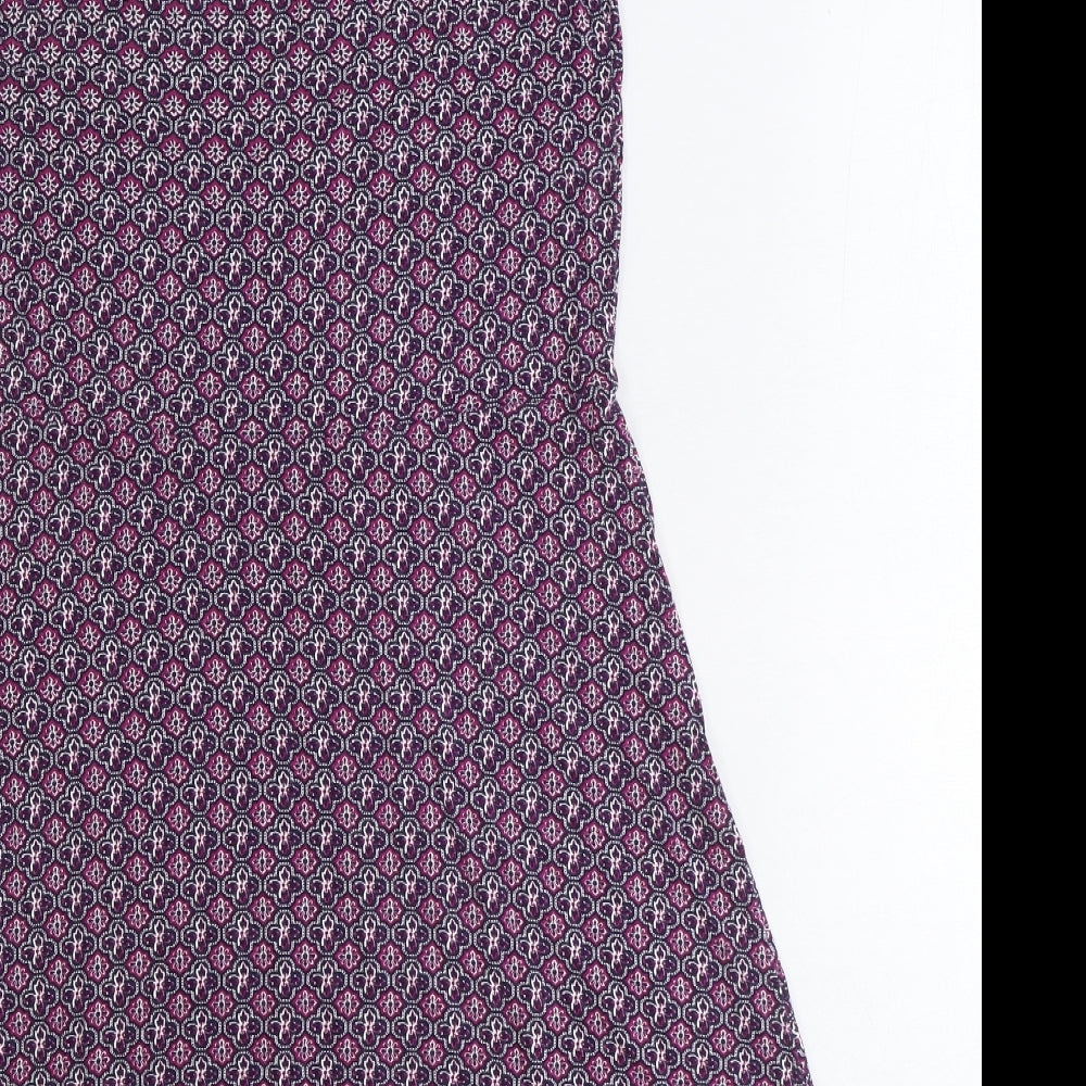 NEXT Womens Purple Geometric Viscose Fit & Flare Size 10 Round Neck Pullover